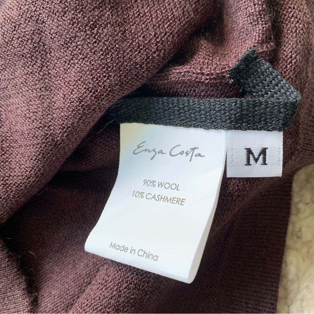 Enza Costa Tissue Wool/Cashmere Exposed Shoulder Sweater Brown NWOT Size Medium - Picture 6 of 7